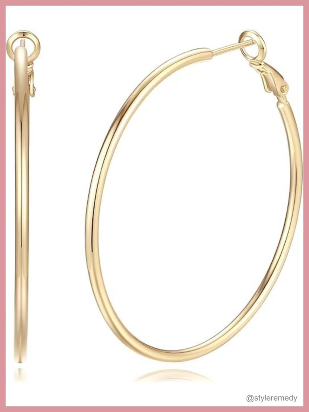 Gold Plated Chunky Hoop Earrings Women Polished Classic Dainty Everyday